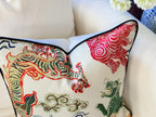 Hamilton Himalaya Natural Tigers & Dragons Pillow Cover - Chinoiserie Decor
