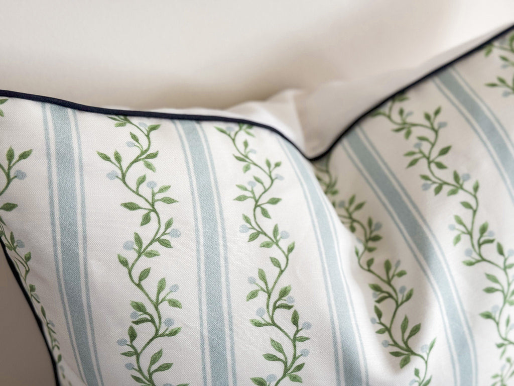 Danika Herrick Libby Floral Stripe Floral Pillow Cover - Coastal Grandmillennial Decor