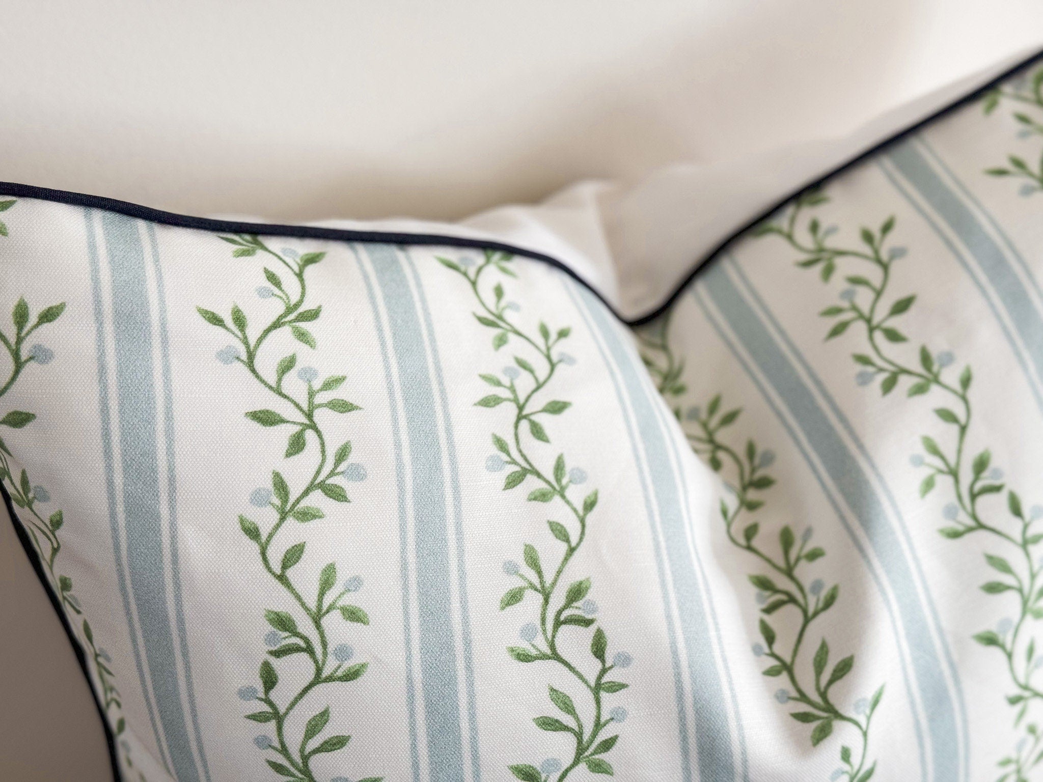 Danika Herrick Libby Floral Stripe Floral Pillow Cover - Coastal Grandmillennial Decor