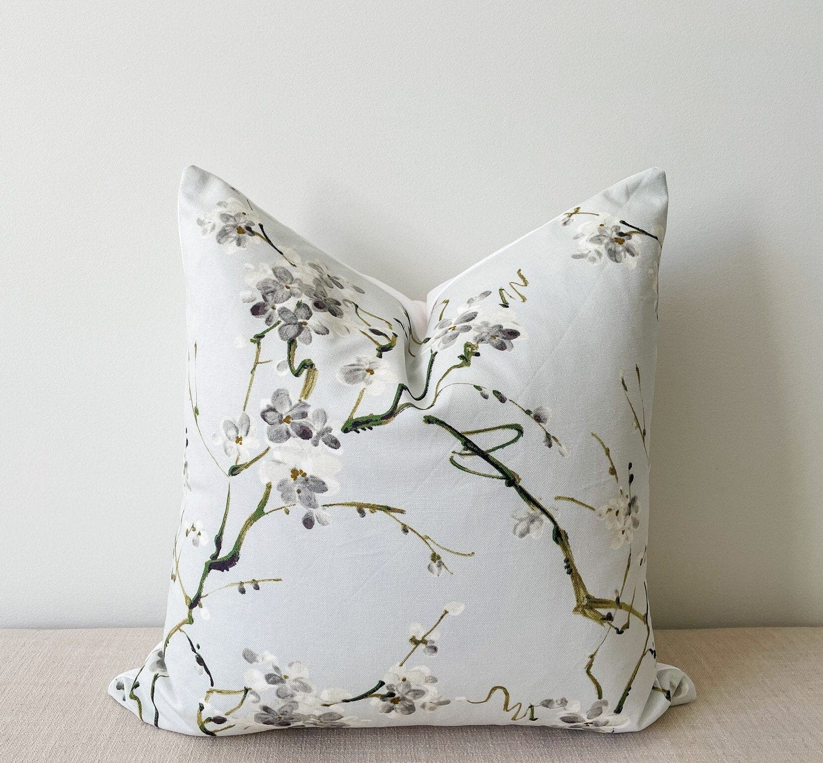 Chintz Cherry Blossom Floral Pillow Cover - Chinoiserie Decor
