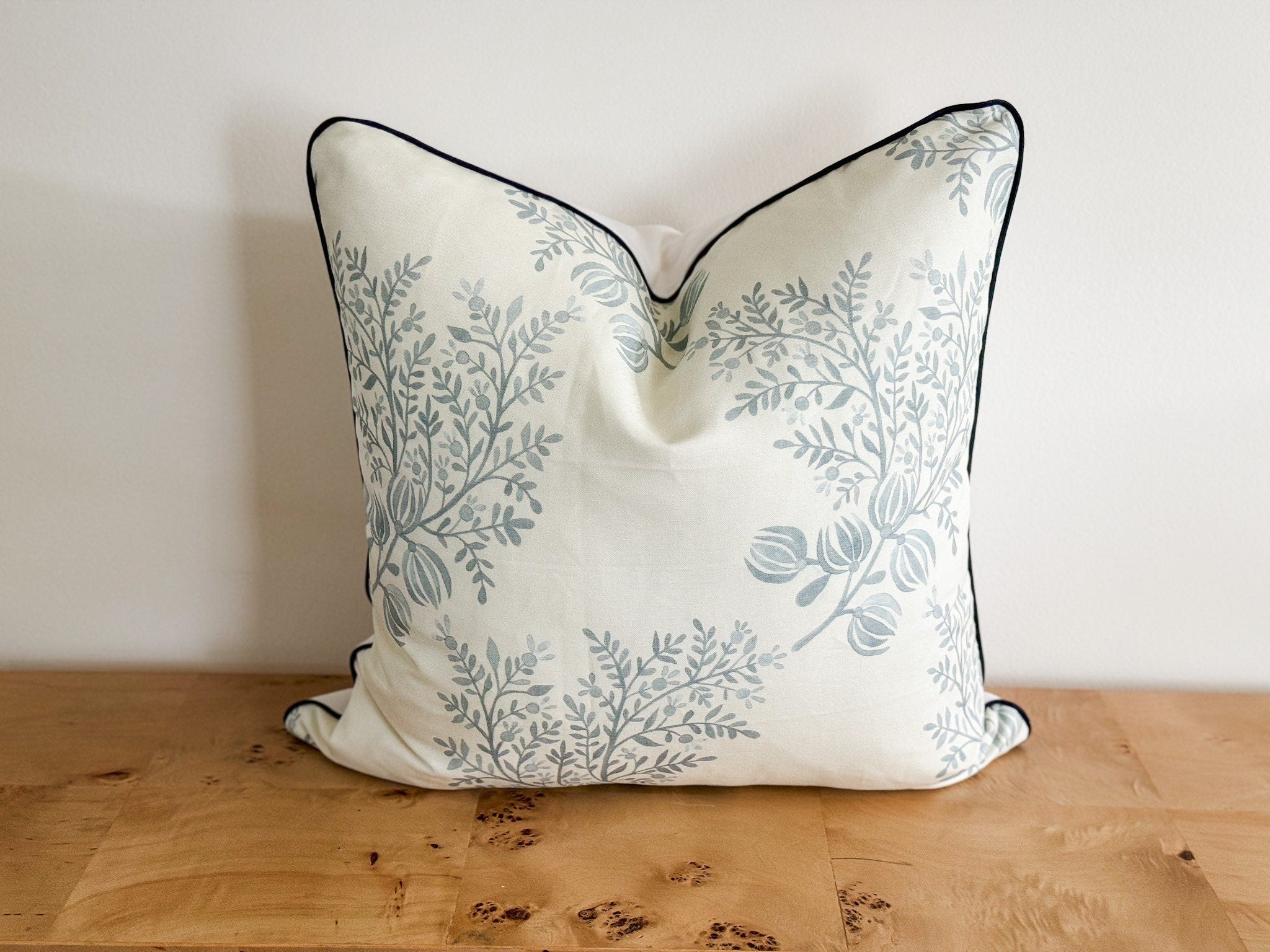 Danika Herrick Blue Watercolor Floral Watercolor Pillow Cover - Farmhouse Decor