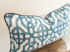 Blue Lattice Trellis Pillow Cover - Chinoiserie Decor