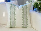 Danika Herrick Clarabelle Green Lattice Stripe Pillow Cover - Grandmillennial Decor