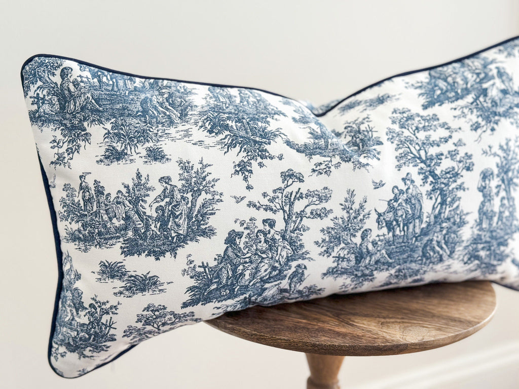 Navy Toile De Jouy Pillow Cover - Farmhouse Decor