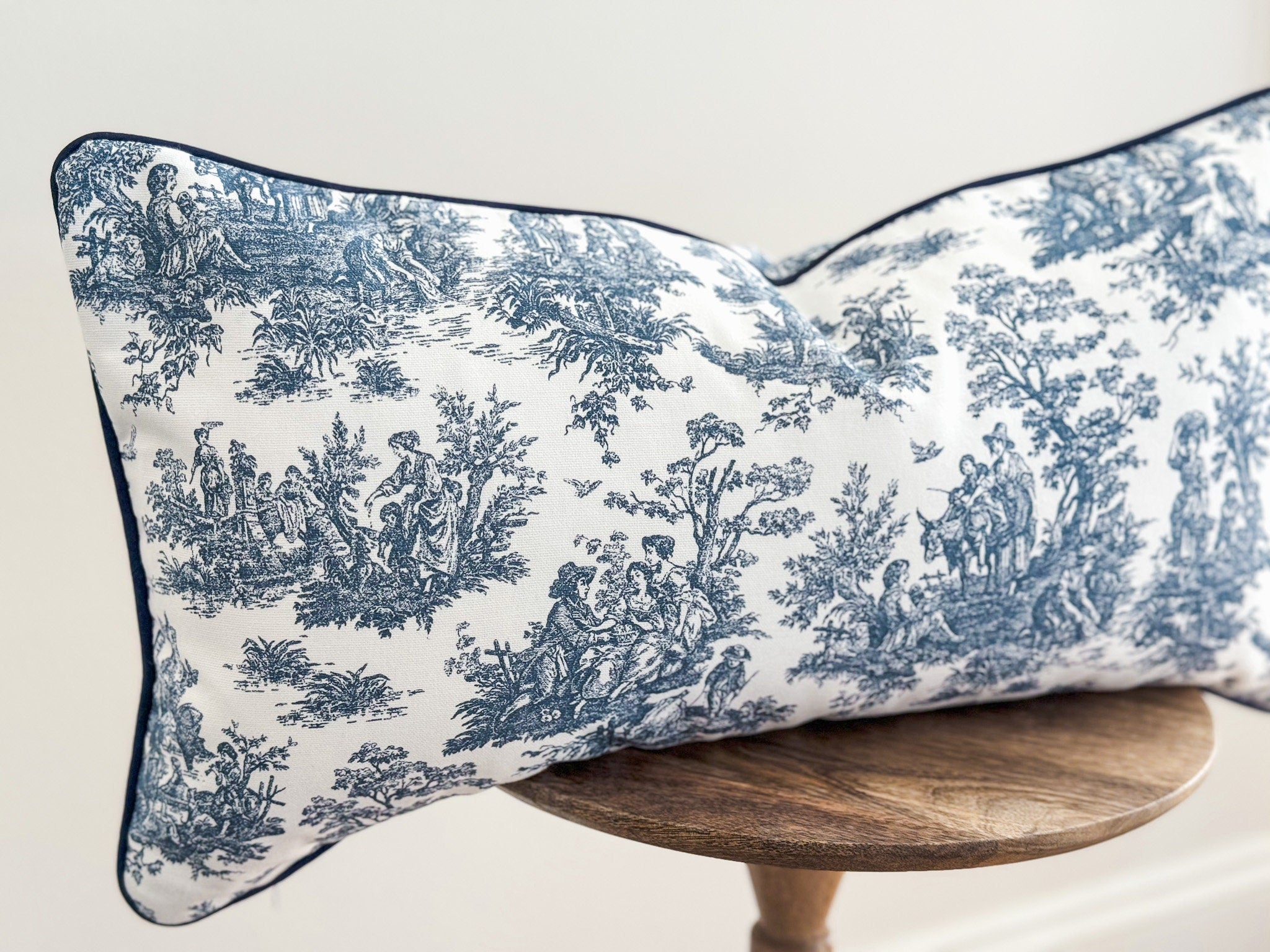 Navy Toile De Jouy Pillow Cover - Farmhouse Decor