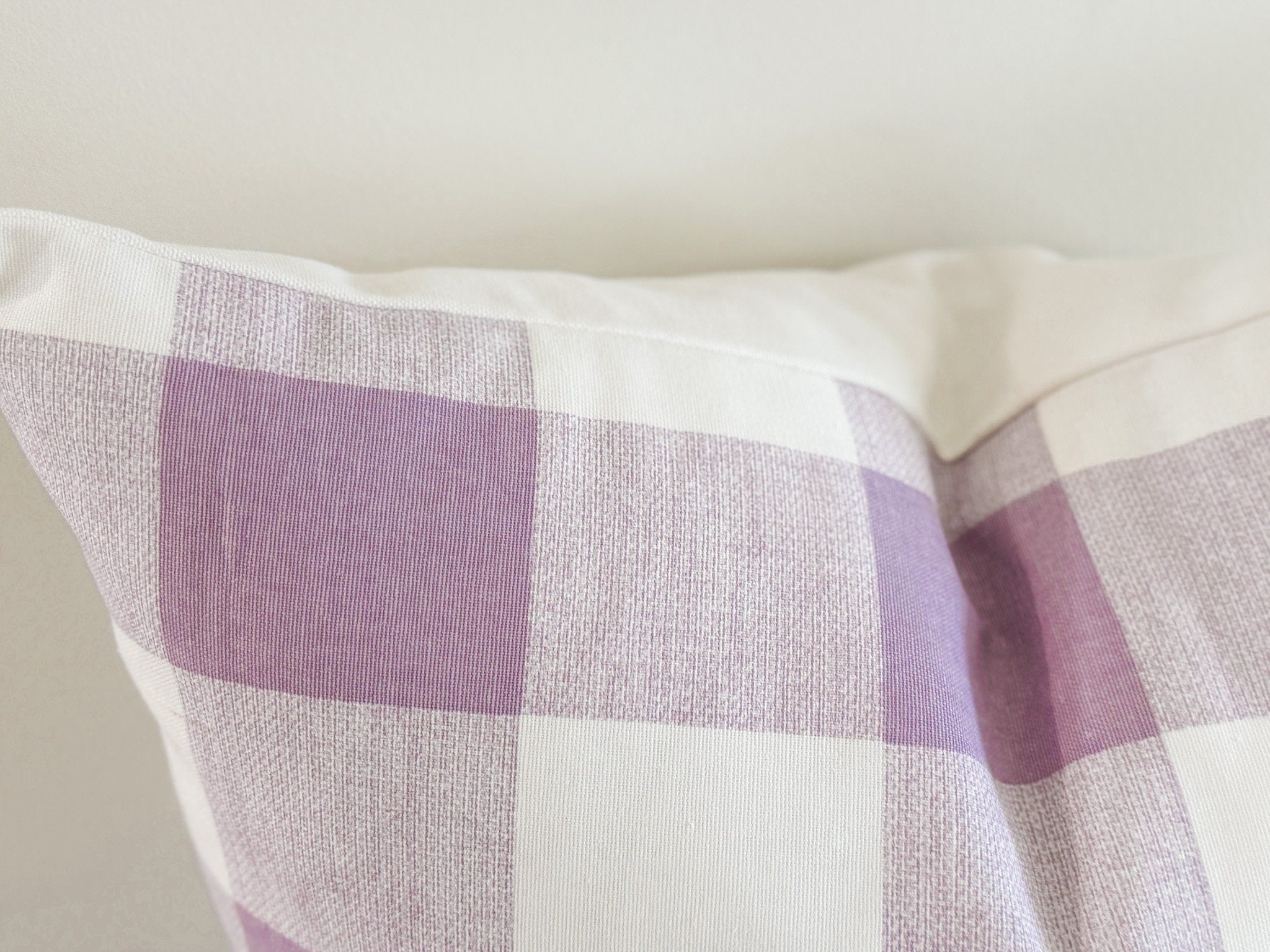 Purple Buffalo Check Gingham Pillow Cover - Grandmillennial Farmhouse Decor