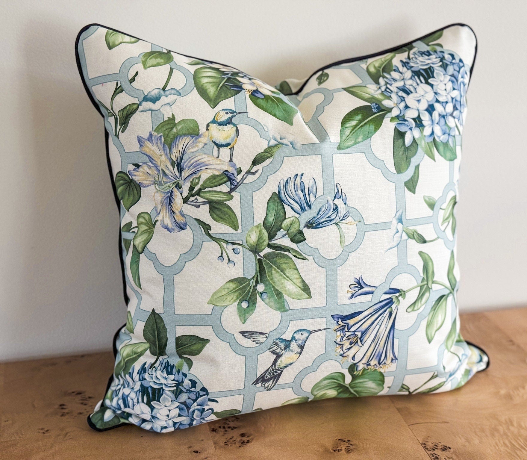 Treillage Serene Sky Floral Pillow Cover - Grandmillenial Decor