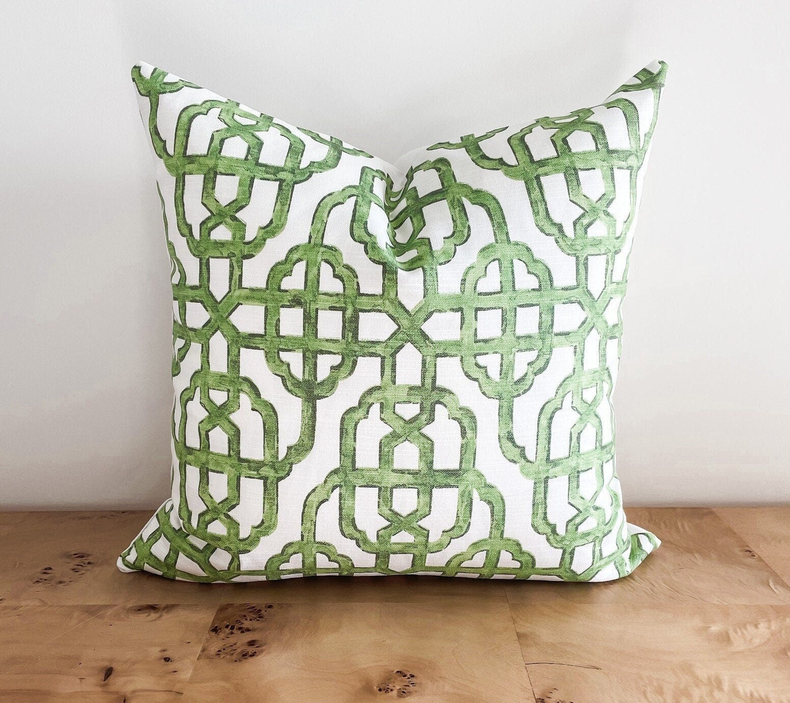 Imperial Jade Trellis Pillow Cover - Chinoiserie Grandmillennial Decor