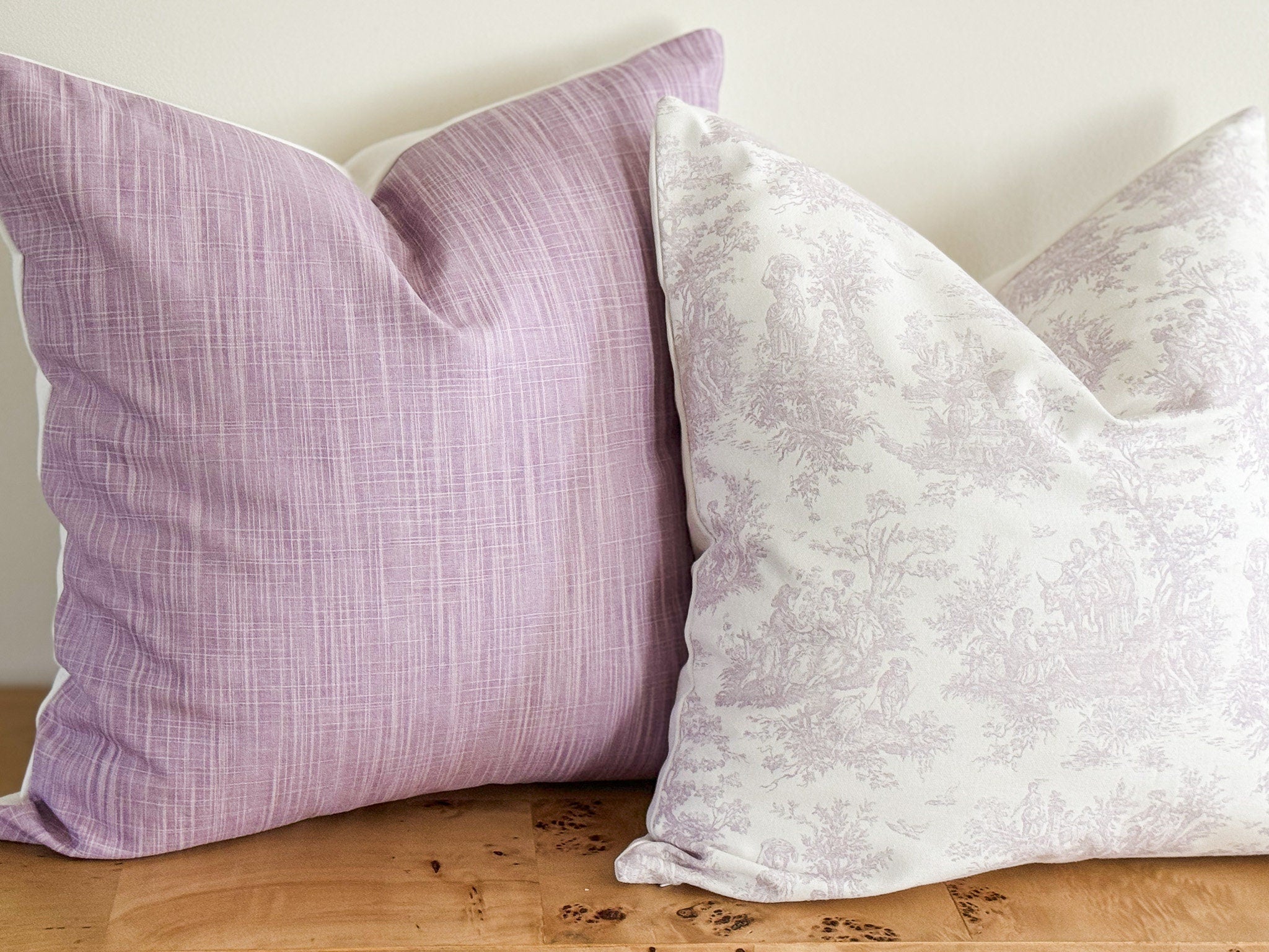 Purple Toile Pillow Cover - Farmhouse Cottagecore Decor
