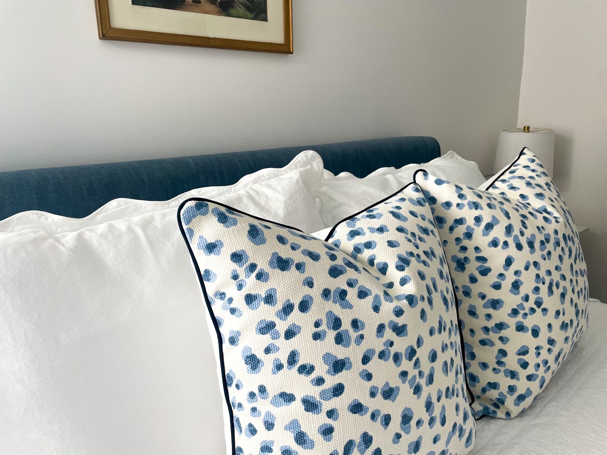 Ballard Mira Blue Leopard Print Pillow Cover - Grandmillennial Decor