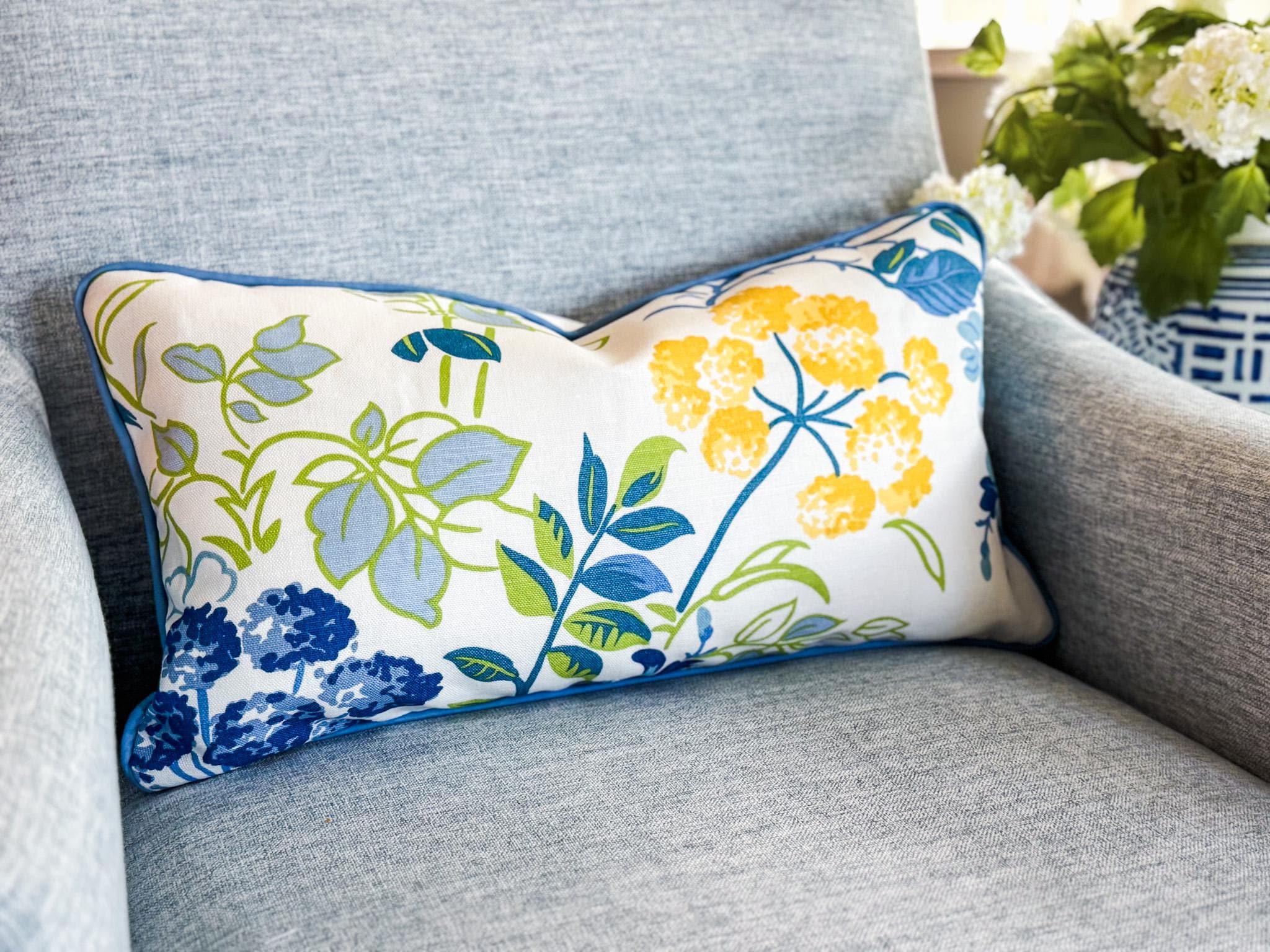 Thibaut Spring Garden Floral Pillow Cover - Grandmillennial Chinoiserie Decor