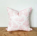 Pink Toile De Jouy Pillow Cover -  Farmhouse Decor