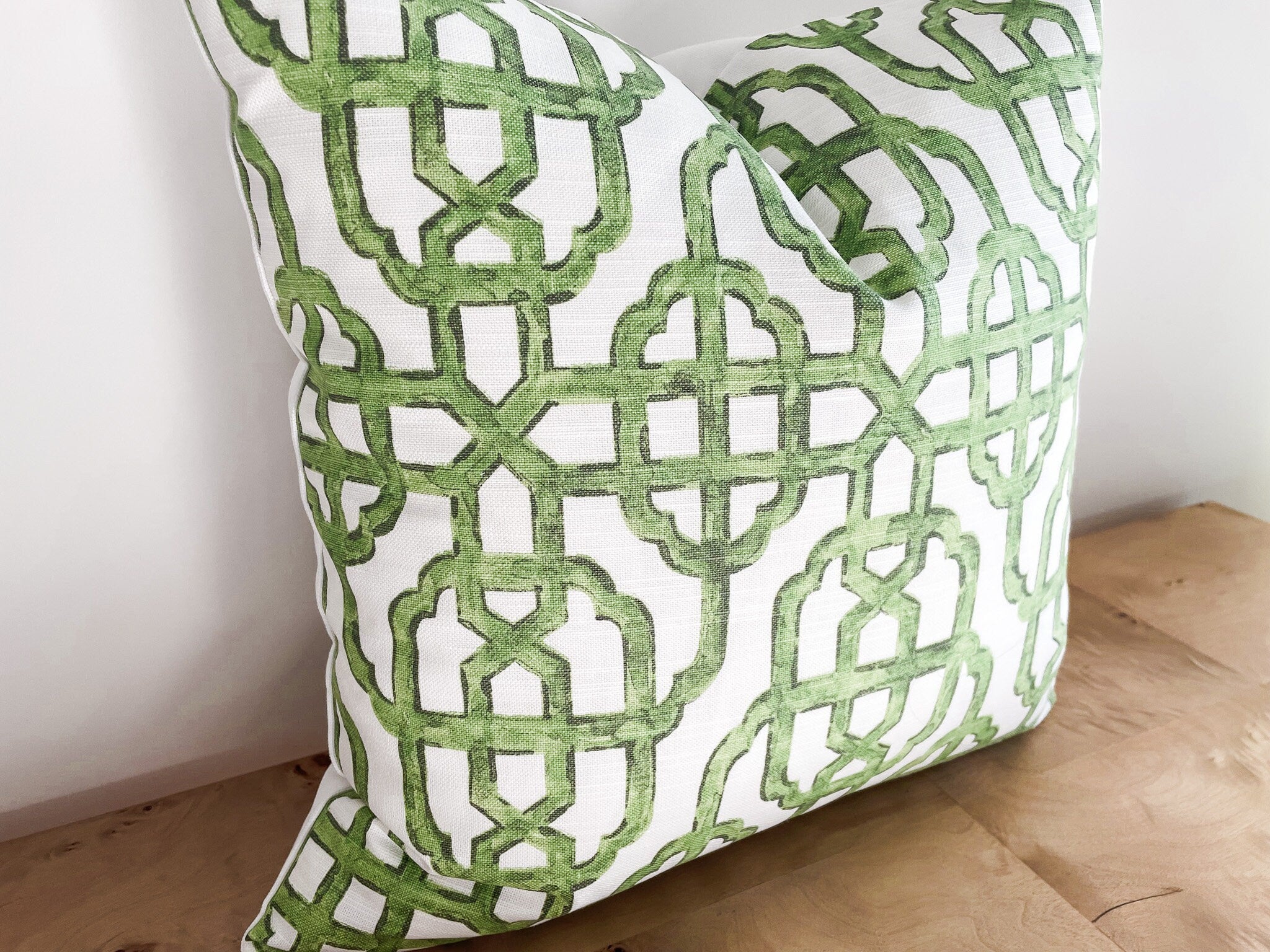 Imperial Jade Trellis Pillow Cover - Chinoiserie Grandmillennial Decor
