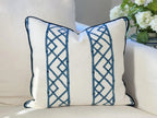 Ballard Reva Blue Bamboo Lattice Pillow Cover - Chinoiserie Grandmillenial Decor