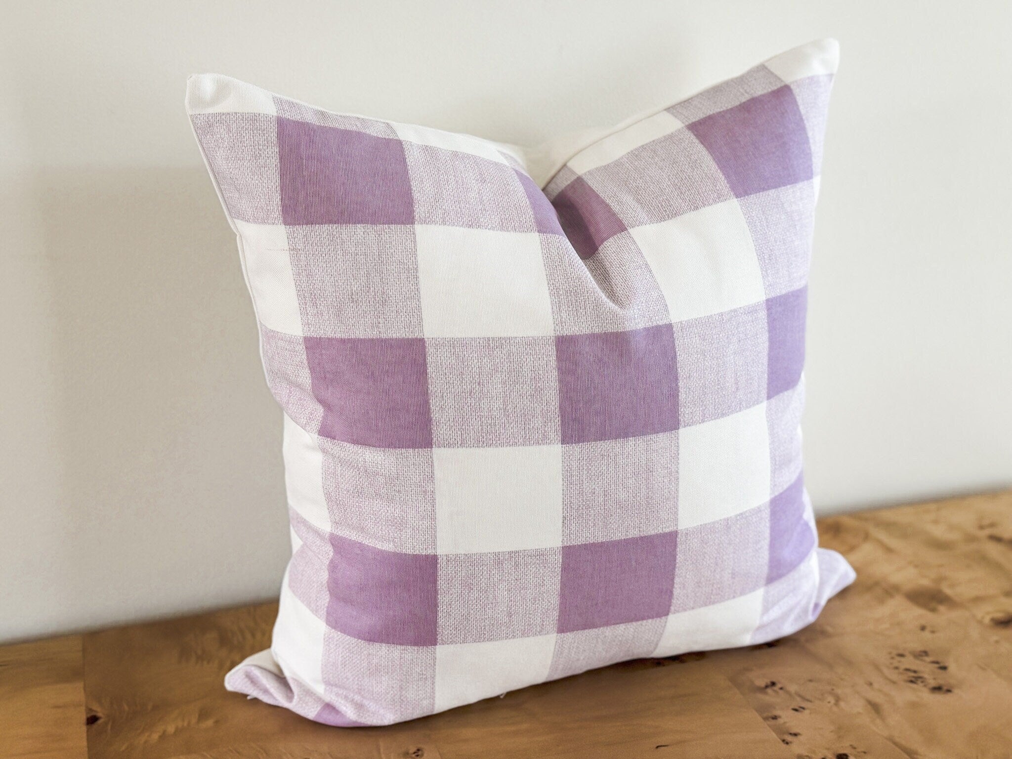 Purple Buffalo Check Gingham Pillow Cover - Grandmillennial Farmhouse Decor