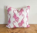 Pink Jaguar Block Print Pillow Cover - Chinoiserie Decor