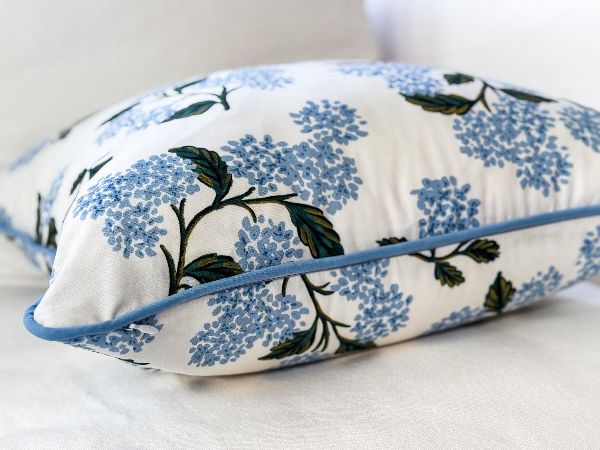 Rifle Paper Co. Hydrangea Floral Pillow Cover in White - Grandmillennial Decor