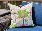 Preppy Jaguar Tropical Indoor Outdoor Pillow Cover - Coastal Chinoiserie Decor