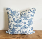 Blue Toile De Jouy Pillow Cover - French Country Farmhouse Decor