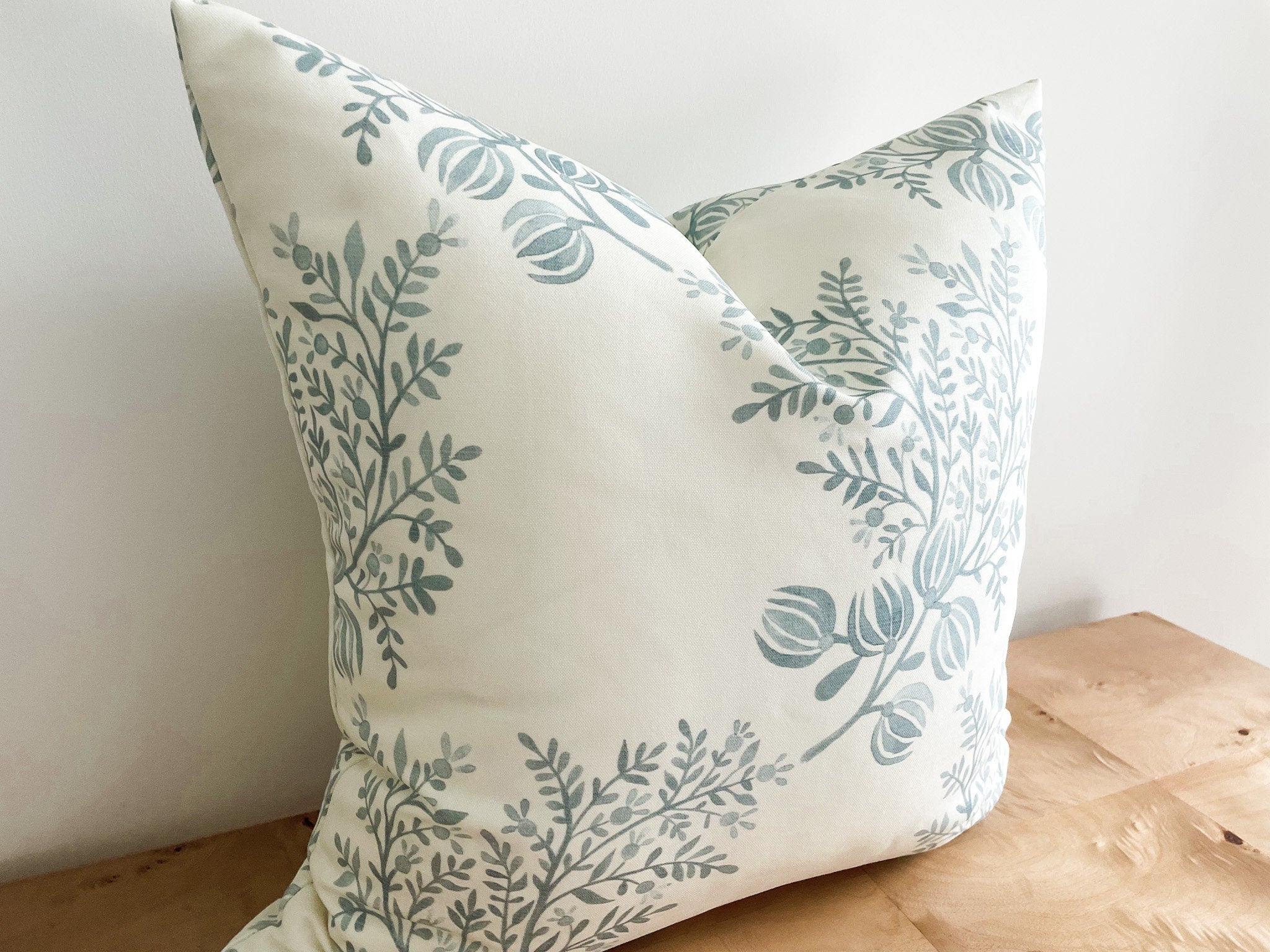Danika Herrick Blue Watercolor Floral Watercolor Pillow Cover - Farmhouse Decor