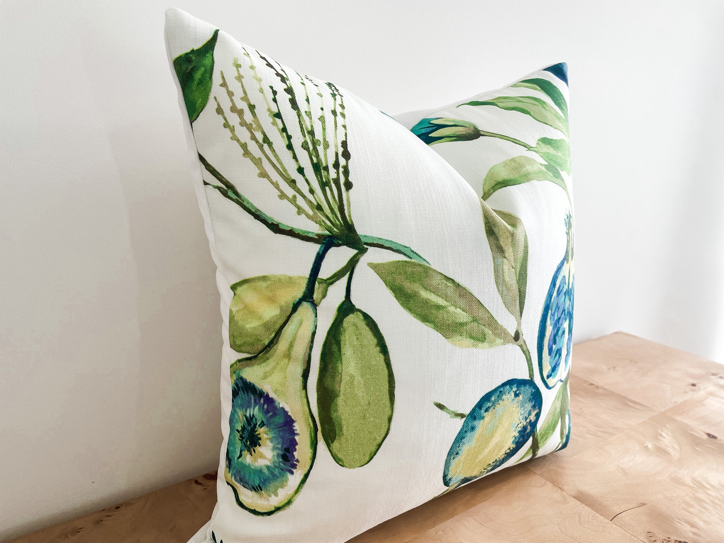 Ballard Designs Alana Blue Tropical Pillow Cover - Grandmillennial Decor