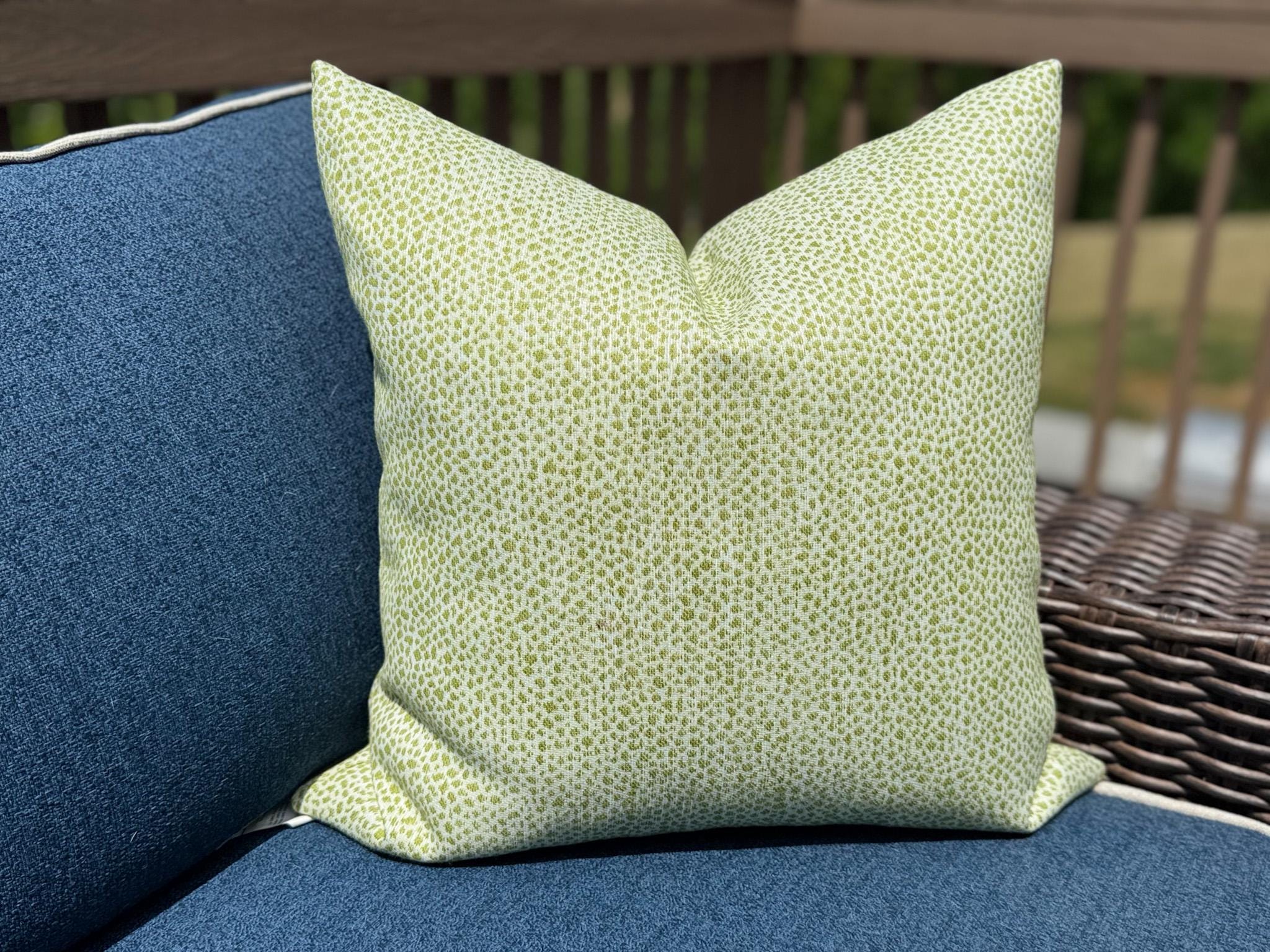 Ballard Tully Pear Indoor Outdoor Animal Print Dot Pillow Cover - Grandmillennial Coastal Decor