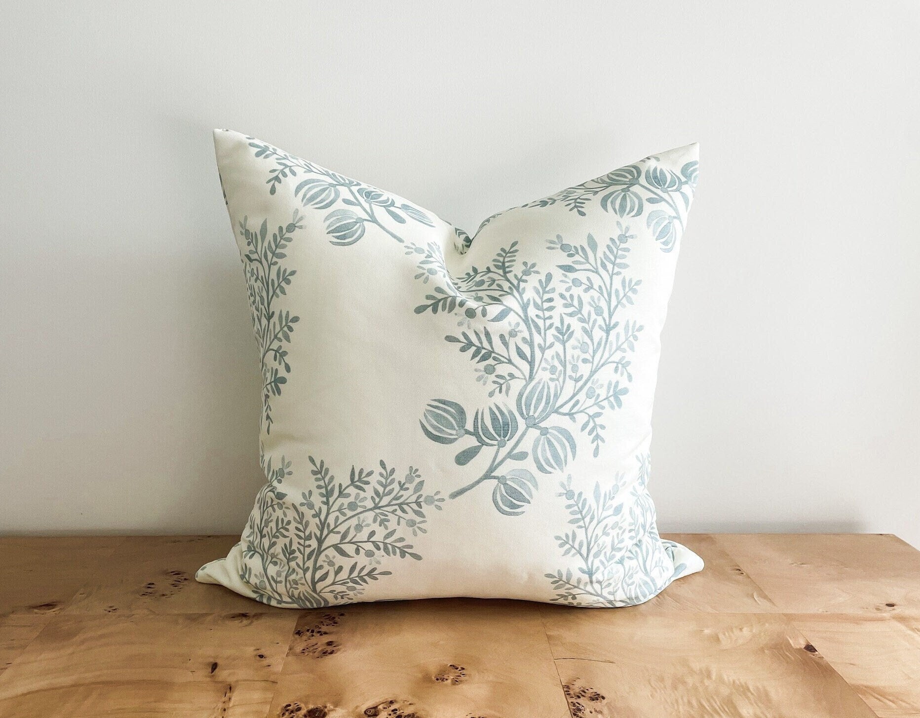 Danika Herrick Blue Watercolor Floral Watercolor Pillow Cover - Farmhouse Decor