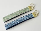 Embroidered Floral Trim Keychain - Gold Wristlet Key Fob