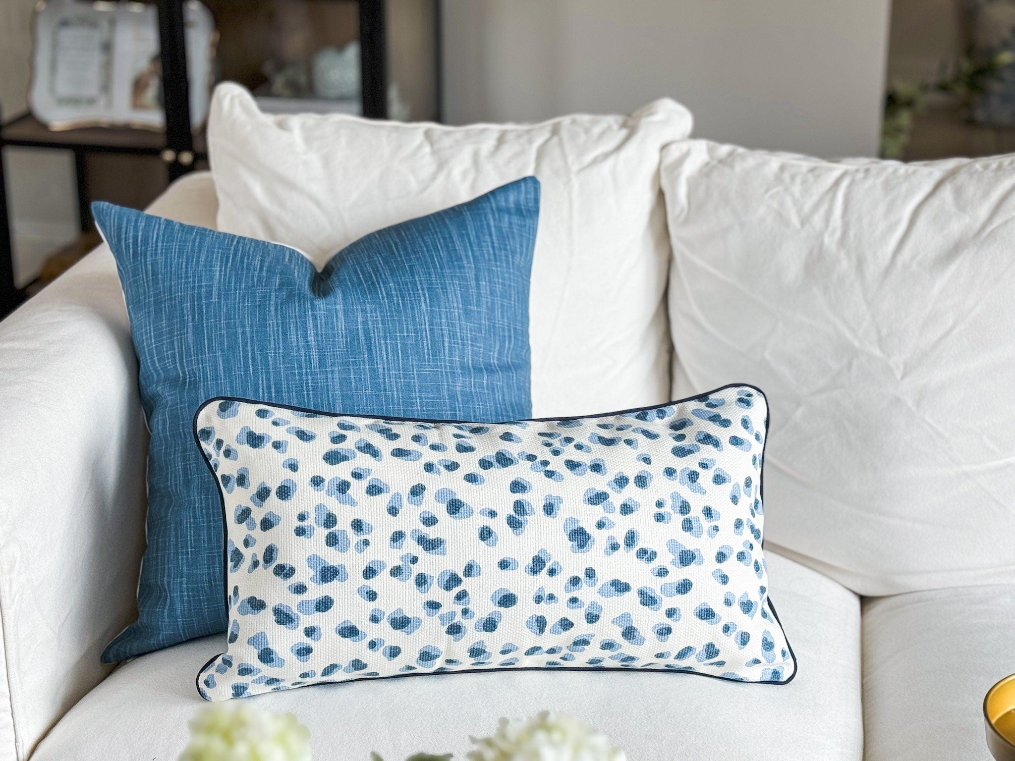 Ballard Mira Blue Leopard Print Pillow Cover - Grandmillennial Decor