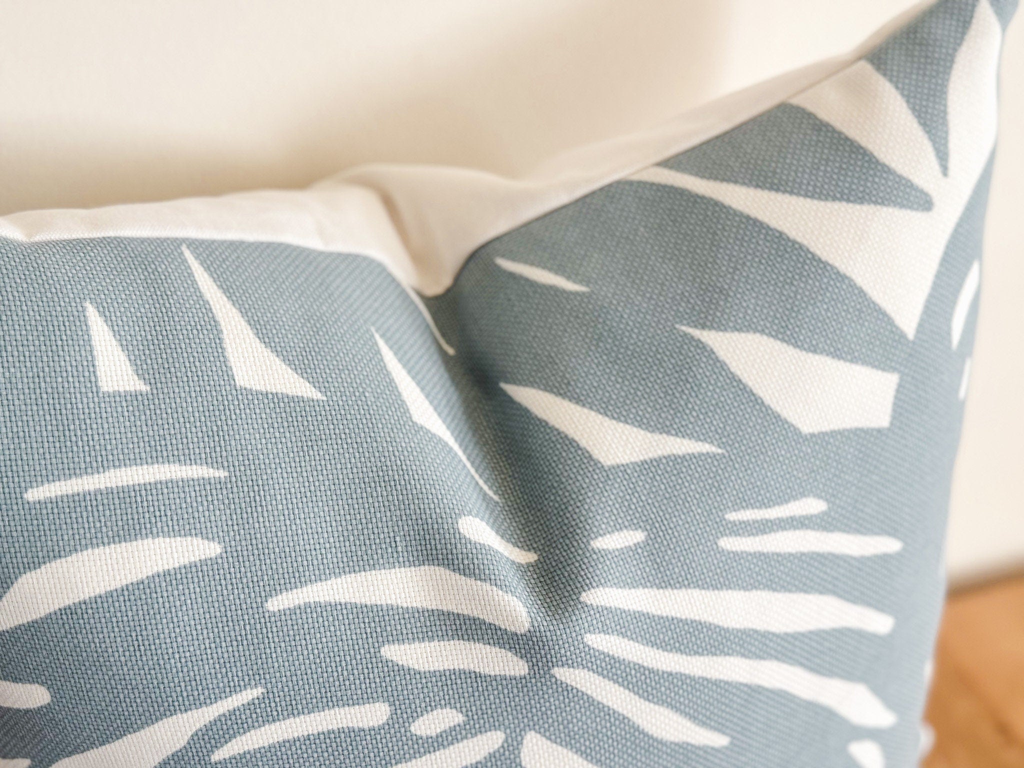 Serena and Lily Indoor Outdoor Blue Palm Pillow Cover - Coastal Grandmillennial Decor