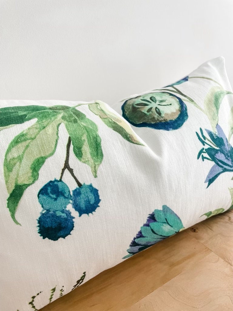 Ballard Designs Alana Blue Tropical Pillow Cover - Grandmillennial Decor