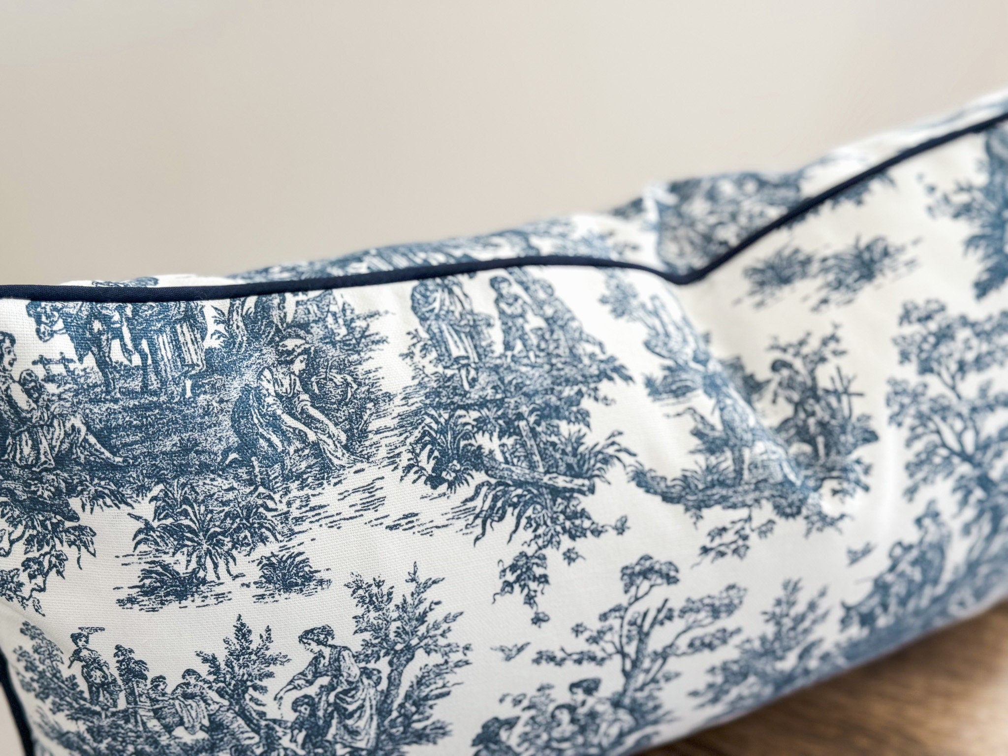 Navy Toile De Jouy Pillow Cover - Farmhouse Decor