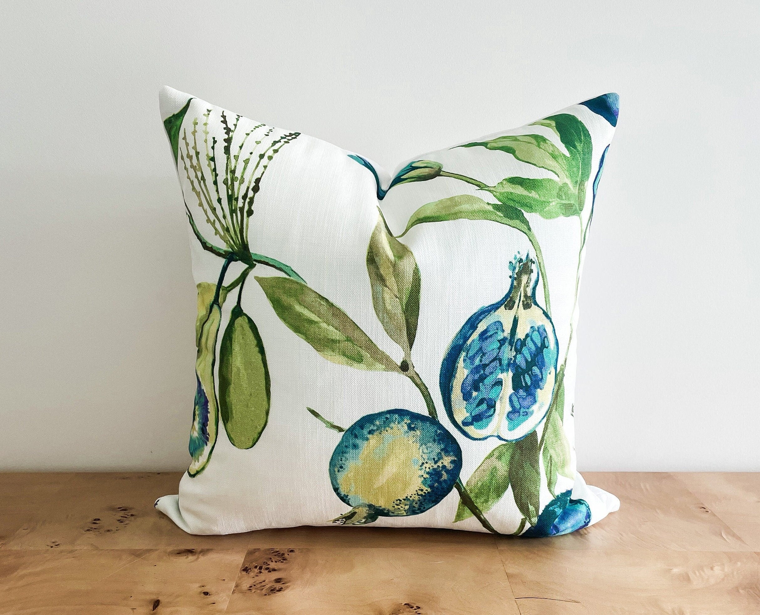Ballard Designs Alana Blue Tropical Pillow Cover - Grandmillennial Decor