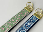 Embroidered Floral Trim Keychain - Gold Wristlet Key Fob
