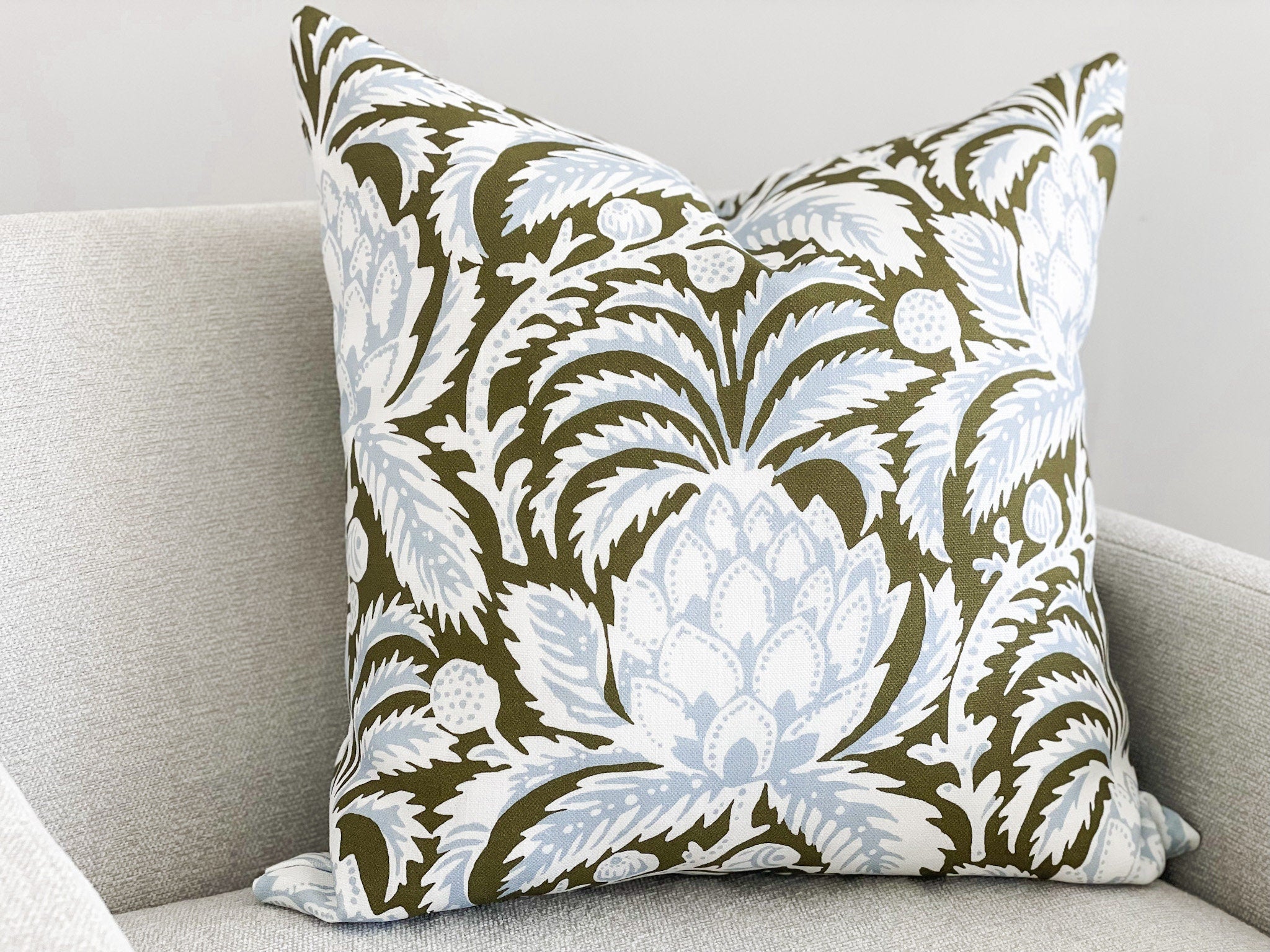 Serena & Lily Grove Artichoke Floral Pillow Cover - Coastal Grandmillenial Decor