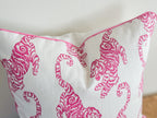 Pink Jaguar Block Print Pillow Cover - Chinoiserie Decor