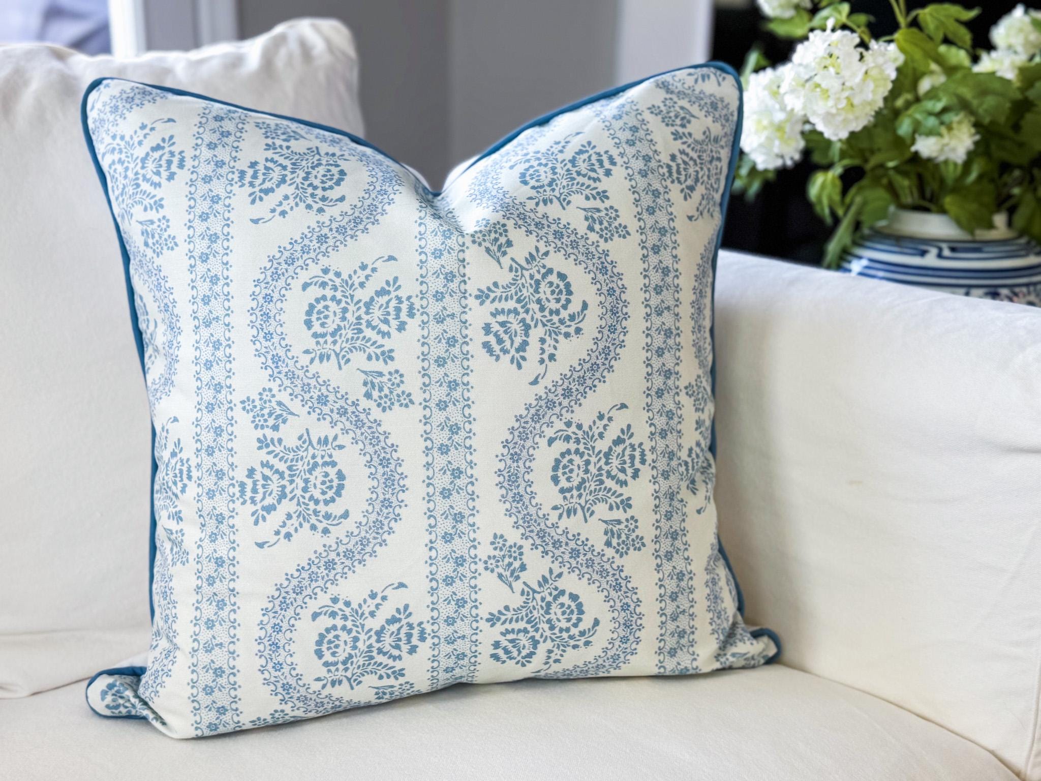 Whitney English Abigail Serpentine Floral Block Print Pillow Cover - Grandmillennial Decor