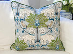 Happy Jaguar Indoor Outdoor Tropical Pillow Cover - Chinoiserie Grandmillennial Decor