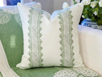 Danika Herrick Clarabelle Green Lattice Stripe Pillow Cover - Grandmillennial Decor