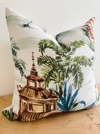 Emperor Palm Pagoda Pillow Cover - Chinoiserie Grandmillennial Decor