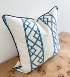 Ballard Reva Blue Bamboo Lattice Pillow Cover - Chinoiserie Grandmillenial Decor