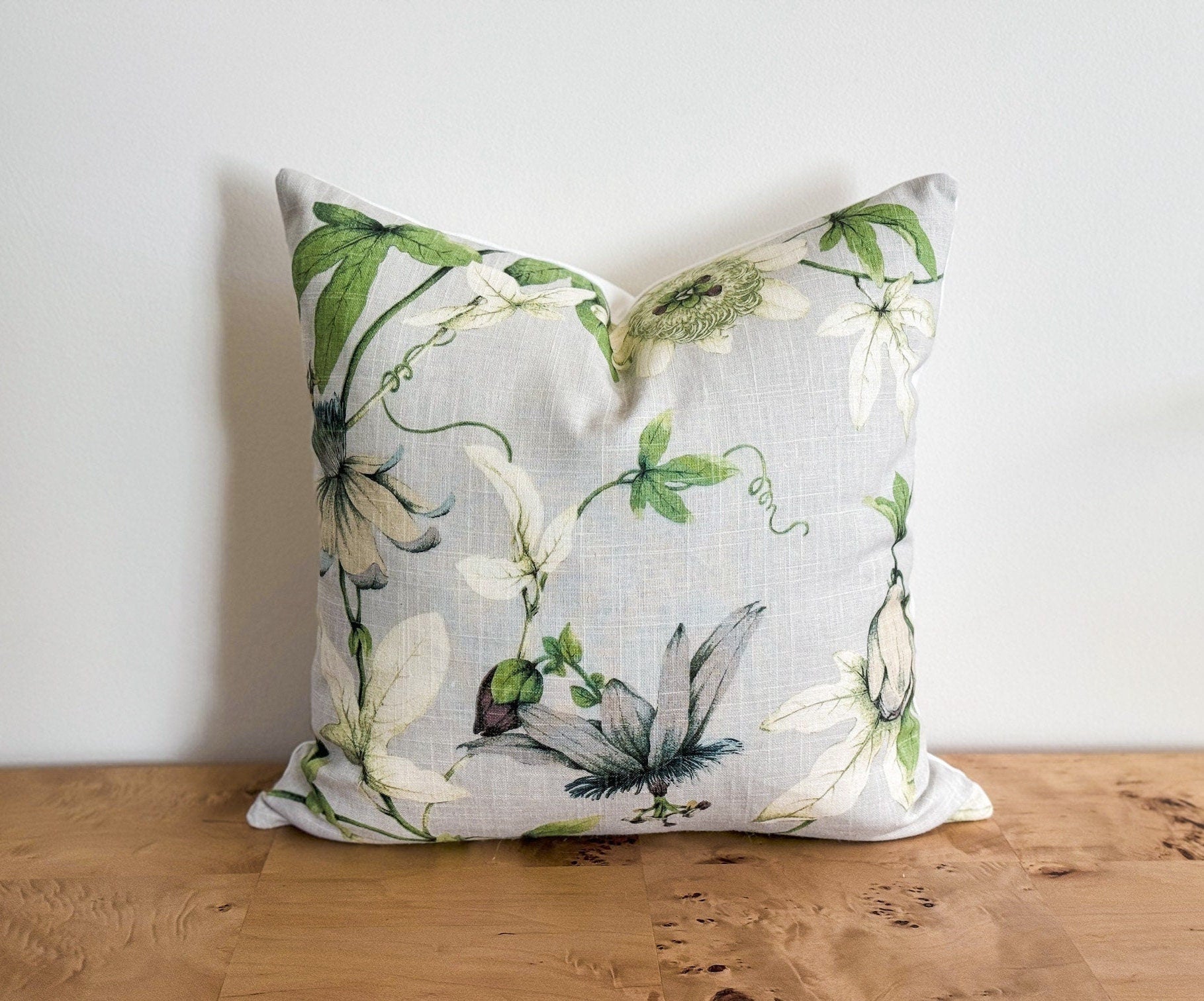 Ballard Design Lottie Gray Floral Pillow Cover - Grandmillenial Decor
