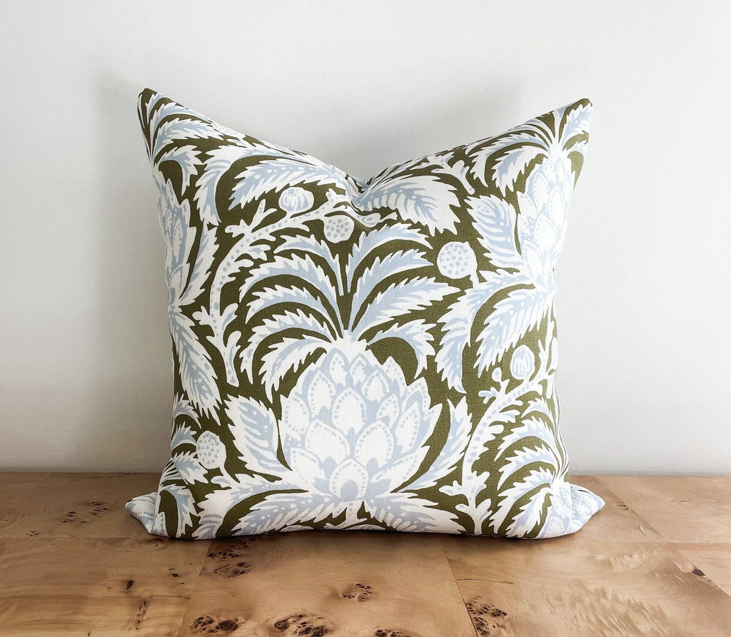 Serena & Lily Grove Artichoke Floral Pillow Cover - Coastal Grandmillenial Decor