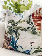 Emperor Palm Pagoda Pillow Cover - Chinoiserie Grandmillennial Decor
