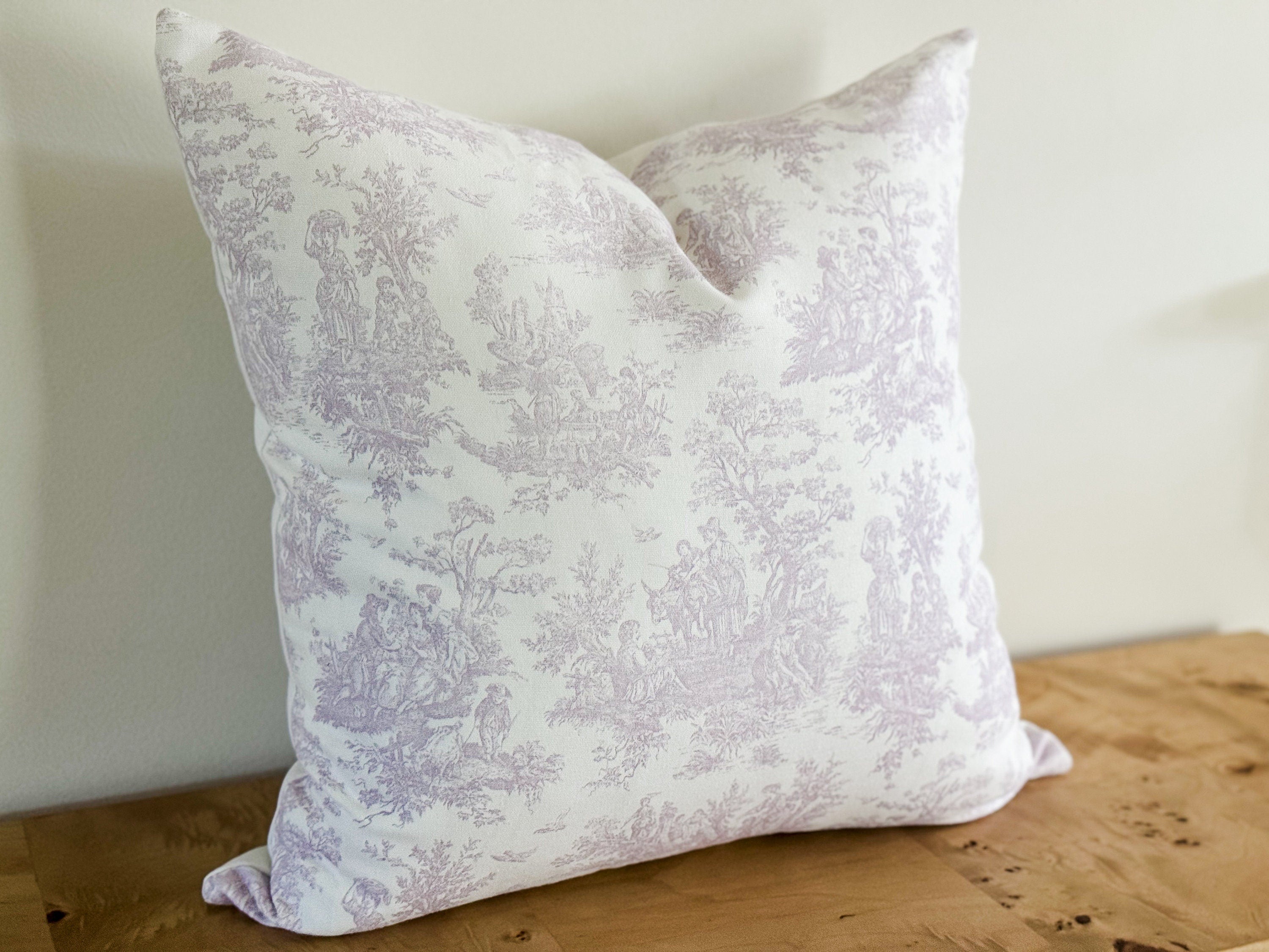 Purple Toile Pillow Cover - Farmhouse Cottagecore Decor