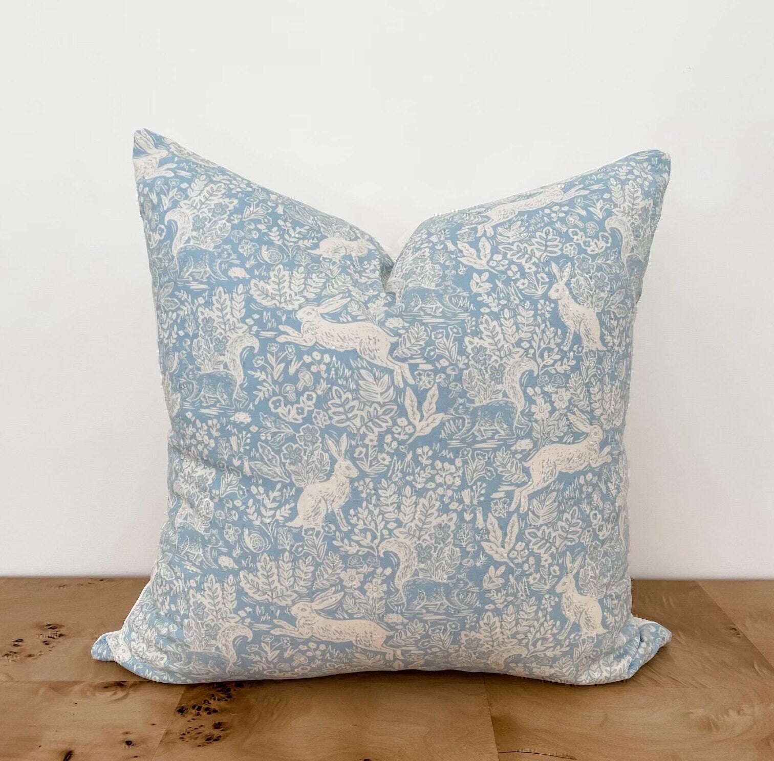 Rifle Paper Co Blue Wildwood Fable Floral Bunny Pillow Cover - Farmhouse Decor