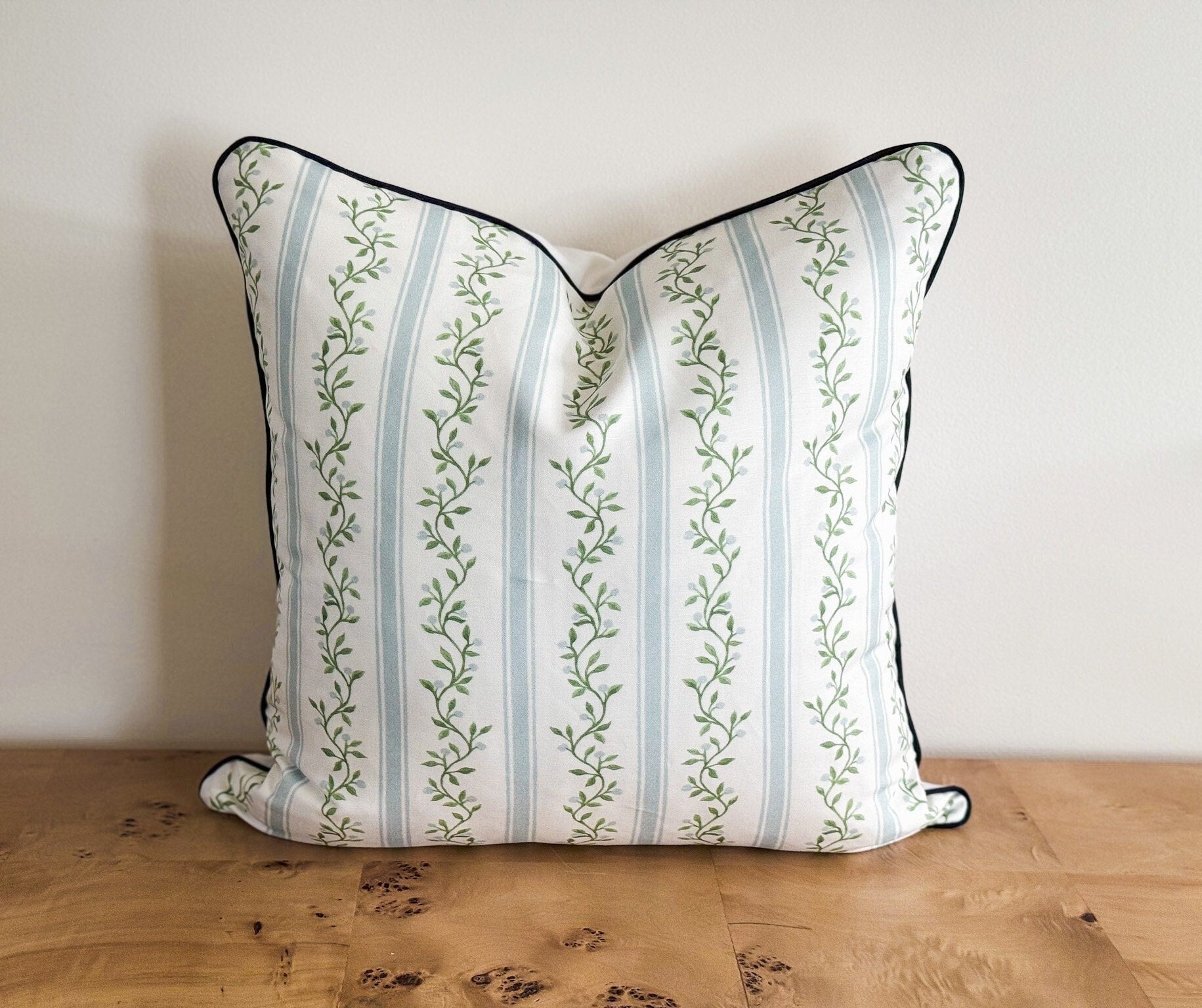 Danika Herrick Libby Floral Stripe Floral Pillow Cover - Coastal Grandmillennial Decor