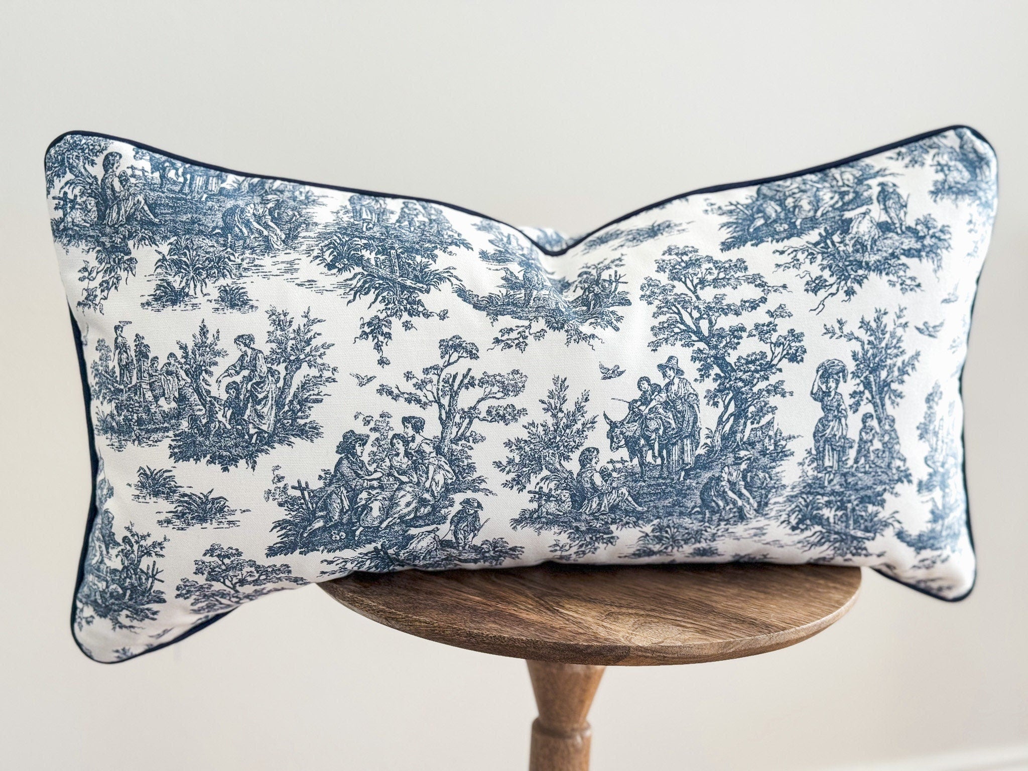 Navy Toile De Jouy Pillow Cover - Farmhouse Decor