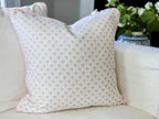 Danika Herrick Pink Tiny Palms Floral Block Print Pillow Cover - Grandmillenial Decor