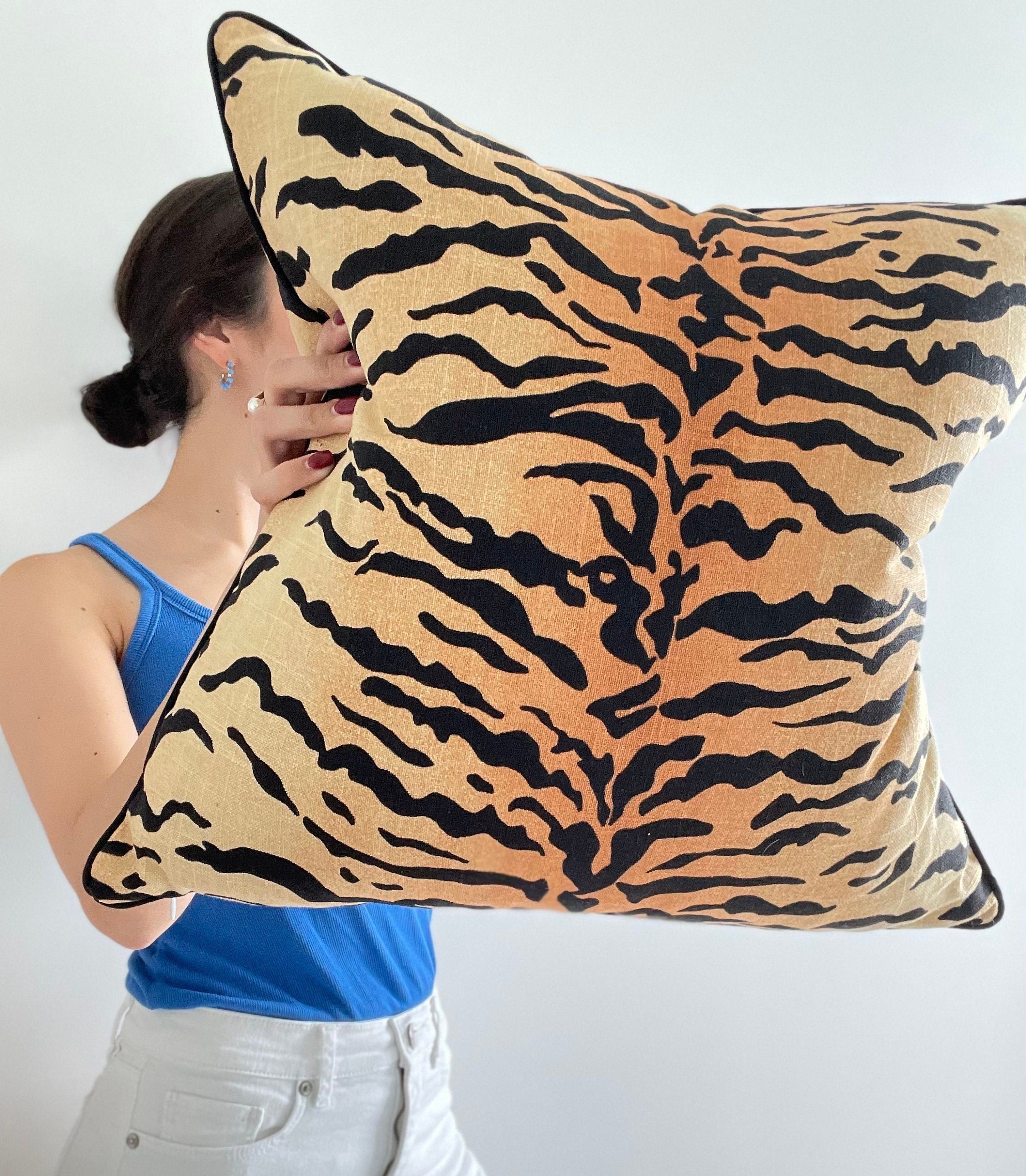 Vern Yip Amber Bengal Tiger Stripe Pillow Cover - Chinoiserie Decor